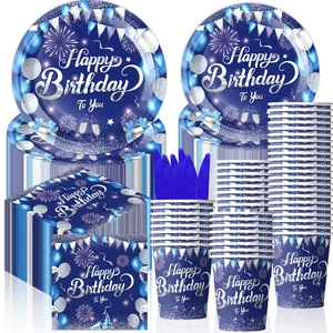 Blue Theme Birthday Party Dinnerware Paper Plate Paper Cup Kids Birthday Party Supplies