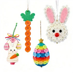 2026 New Easter Decoration DIY Gift Handmade Animation Style Easter Button Pendant Rabbit Egg Design China Origin 9x12cm