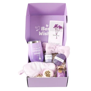 2026 Purple Luxury Gift Sets Valentine's Day for Women - Mother's Day Self Care Spa Gift Box With Tumbler Candle