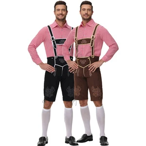 M-XL New Men's Suspender Pants Shirt Set Oktoberfest COS Costume 2026 German Beer Festival Clothing