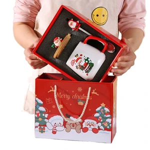 New Year Business Gift Set Christmas Cross Border Ceramic Coffee Mug Santa Claus Office Cup Kids Box New Year Office Coffee Cup