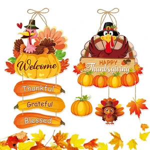 Fall Thanksgiving Turkey Wall Decor - Fall Harvest Door Hanging Sign and Plaque, Autumn and Turkey Decorations