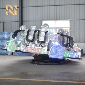Nova Rides Themepark Rides 12 Person Silver UFO Flying Turntable Ride Hully Gully Mack LED Light Spinning Amusement Equipment