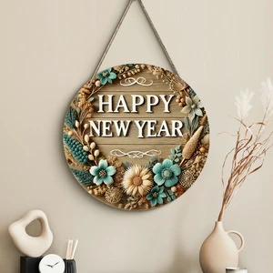 Vietnam New Product Polished and Painted Creative Happy New Year Wooden House Sign