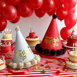 Hot Selling Ins Style Luxe Gold-Foil Glitter Letter Ball Birthday Hat Kids Adults Party Supplies Bulk