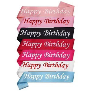 Party Supplies Satin Happy Birthday Sash Letter Belt for Birthday Party Accessory Kids Adults Sashes Party Decoration