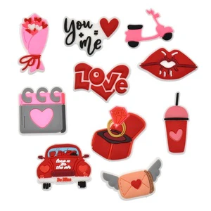 Valentines Bulk Love Romantic Valentines Day PVC Charms Pink Cupid Rose Valentines Day