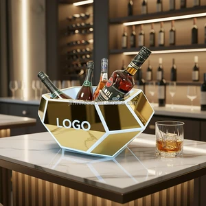 Newly Bar Club Customized Acrylic Ice Bucket Cooler Beer Bottle Holder LED Champagne Bucket With Light