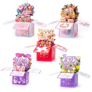 Happy Mother's Day 3D Pop up Surprise Box Paper Gift Card with Envelope Set for Mothers Day Love Mom Party Decor