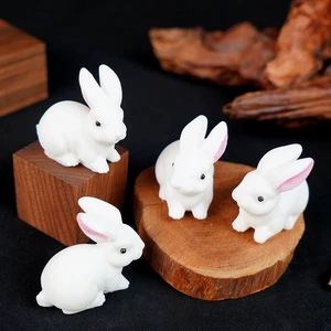 Wholesale Bulk Price Hand Made Healing Stone Crystal Carving White Jade Rabbit Easter Gift for Kids
