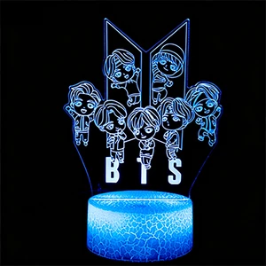 Creative 3D Night Light B T S Acrylic LED Gift Lamp USB Touch & Remote Control Desk Lamp Fashionable Party Decorations