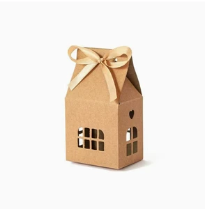 Christmas Gingerbread House Paper Box, Candy Box, Gift Box, Simple Bow-shaped White Box, Gift Packaging Box