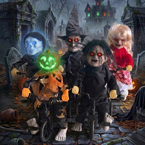 Halloween Plastic Electric Ghost Baby Voice Control Luminous Cycling Pumpkin Witch Skull Horror Trick Props