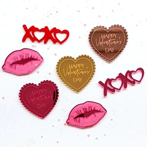 Ins Wind Valentine's Day Cupcake Decoration Happy Valentine's Day Acrylic Cake Decoration Party Supplies
