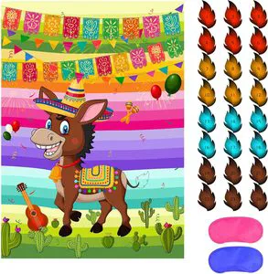 Wholesale Mexican Donkey Game with 24pcs Tail Stickers for Cinco De Mayo Party Fiesta Themed Party Kids Birthday Supplies