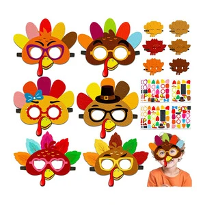 Thanksgiving Crafts for Kids Fall Party Favors Classroom Activities Supplies in Bulk Felt Turkey Masks DIY Arts Kit