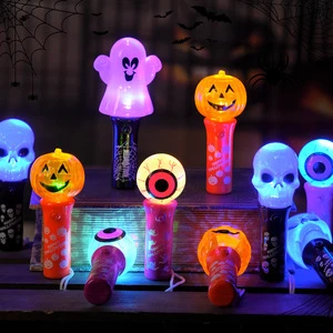 Halloween Glowing Hand-cranked Stick Festival Toy Pumpkin Ghost Shape Festival Gifts Halloween Children Props