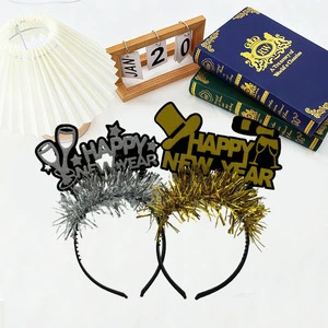 Hot-selling Happy New Year Letters Tassel Headband Carnival Photo Props for Birthday Party & Holiday Event Decorations