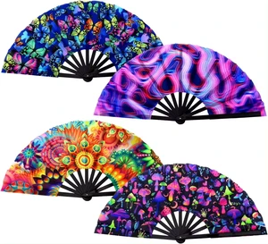 Personalized Large Small Big Woven Craft Painted Music Bamboo Hand Fans Chinese Fan Hand Folding Custom Hand Fan Halloween