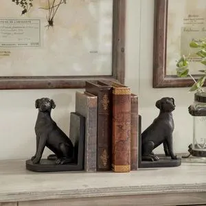 AK Brass Dogs Metal Bookends in Black Finished Set Of 2 High Quality Piece For Library Decor