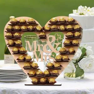 R And Mrs Wooden Ferrero Rocher Stand Heart Shape Wedding Candy Display Holder Party Dessert Decoration