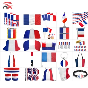Custom France Football Fan Flag Set Promotional Gifts National Flag Wig Bag Face Paint Cape Flag Headband Caps for National Day