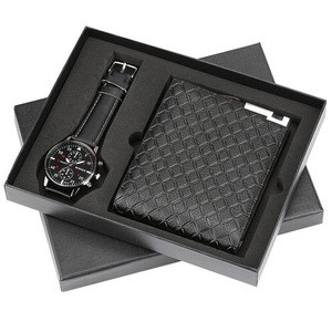 Men's Gift Set Exquisite Packaging Cooperated Watch Wallet Set Customized PU Leather Wallet Father's Day Gift for Daily Use
