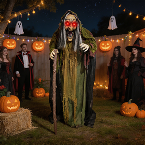 2026 Indoor Home Halloween Decoration Sound Sensor 160cm Creepy Standing Witch Animated Halloween Prop