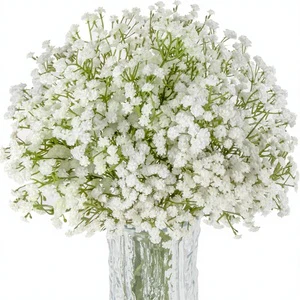 10pcs White Baby Breath Artificial Flowers Wedding Bridal Bouquet Centerpiece Home Decor Valentine's Day Floral Arrangement