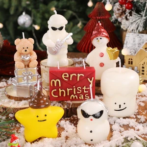 Cute Hand-painted Scented Candles, Christmas Bear & Snowman Ornaments, Winter Decor, Photo Props & Holiday Gifts