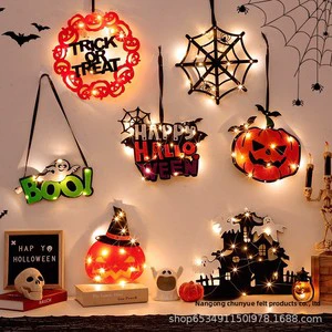 Halloween Decoration Door Hangings Window Atmosphere Pendants Pumpkin Lights Spider Web Ghost Shapes Indoor Mall Bar Party Scene