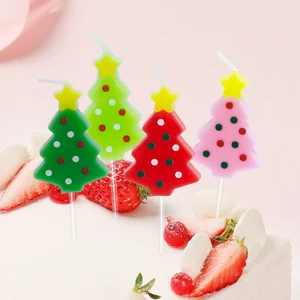 Colorful Eco-Friendly Paraffin Wax Christmas Tree Shaped Birthday Cake Candles For Parties Home Decoration Easter New Year