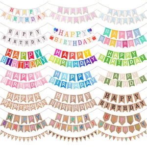 Factory Wholesale Happy Birthday Fishtail Flag New English Letters Children Adult Party Decoration Flower Balloons Accessories