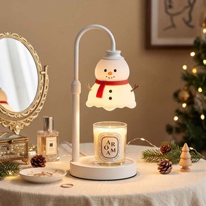 Christmas Snowman Candle Warmer Lamp Adjustable Height Candle Melter Lamp Flame-Free Aromatherapy Lamp For Holiday Gift
