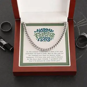 Classic Personalized Copper Cuban Chain Pendant Party Supplies with Gift Box Message Card-Father's Day Gift for My Father UIONEN