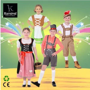 ODM Wholesale Children's for Bavarian Halloween Costume Boy Lederhosen Pink Shirt Hat German Beer Festival Factory Direct