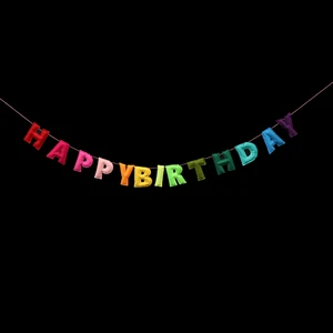 Custom Party Supplies Color Felt Birthday Letters Flower Children's Party Decoration Props Venue Layout Felt Birthday Banner