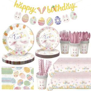 Lanweier Luxury Children's Birthday Party Dinner Set Paper Material Rabbit Egg Style Full Set With All Accessories Customizable