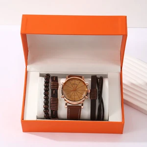 Wholesale Eco-friendly Modern Simple Men's Business Quartz Watch Bracelet Gift Set for Father's Day Stylish Businessman's