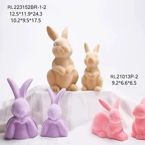 Coloful Handmade Ceramic Easter Rabbit Decoration Figurine Ornament Easter Ceramic Rabbit Crafts