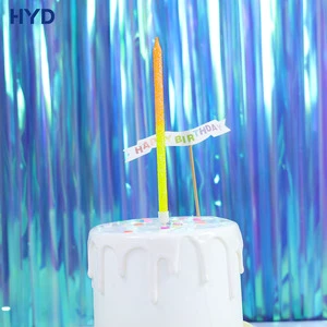 12cm*0.53cm Yellow Purple Gradient Glitter Taper Thin Handmade Smokeless Birthday Candles Wax ROMANCE Theme Customized New Year