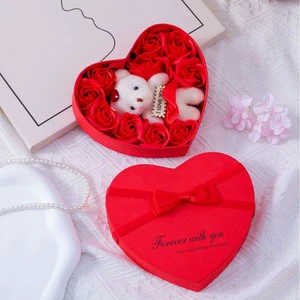 Valentines Day Gift for Her Gift Box with Bear Soap Rose Flower Romantic Gift Home Party Decor
