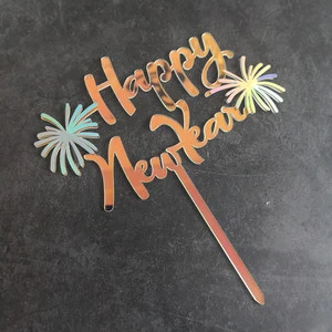Hot Sale Acrylic Colorful Happy New Year Cake Topper Festival New Year's Eve Theme Party Cake Decoration Supplies for Christmas