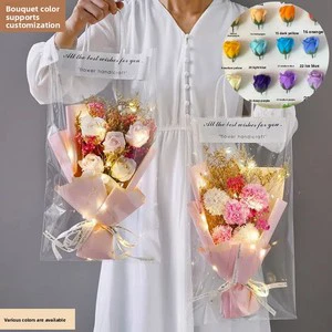 New Led Flowers Bouquet Valentine's Day Gift Ideas 7-Rose Soap Sunflower Finished Product Women's Day Creative Gifts