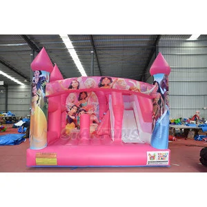 Commercial Pink Inflatable Princess PVC Bouncer Castle Inflatable Bounce House Princess Jumping Castle With Blower For Kids