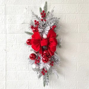 New Bow Hanging Decoration New Year Nordic Home Style Scene Decoration Christmas Staircase Wreath