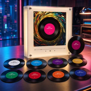 Hot-selling Custom NFC Music Fridge Magnet Acrylic Rotating Record Night Light Personalized Photo Album Refrigerator Magnet Gift KPOP BTS BT21 Anime IP