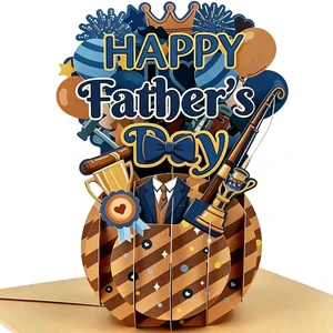 Custom Paper Love Wholesale Happy Fathers Day Pop up Card Gift for Dad Husband Son Anyone 5