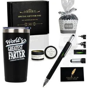 Dad Boyfriend Husband Grandpa Him Unique Gift Basket Box Fathers Day Ideas Anniversary Christmas 20oz Tumbler Gift Set for Men