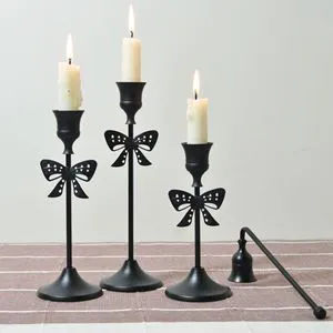 Scandinavian Luxury Bow Candle Holder With A Festive Christmas Wedding Restaurant Home Decor Long Rod Candle Holder